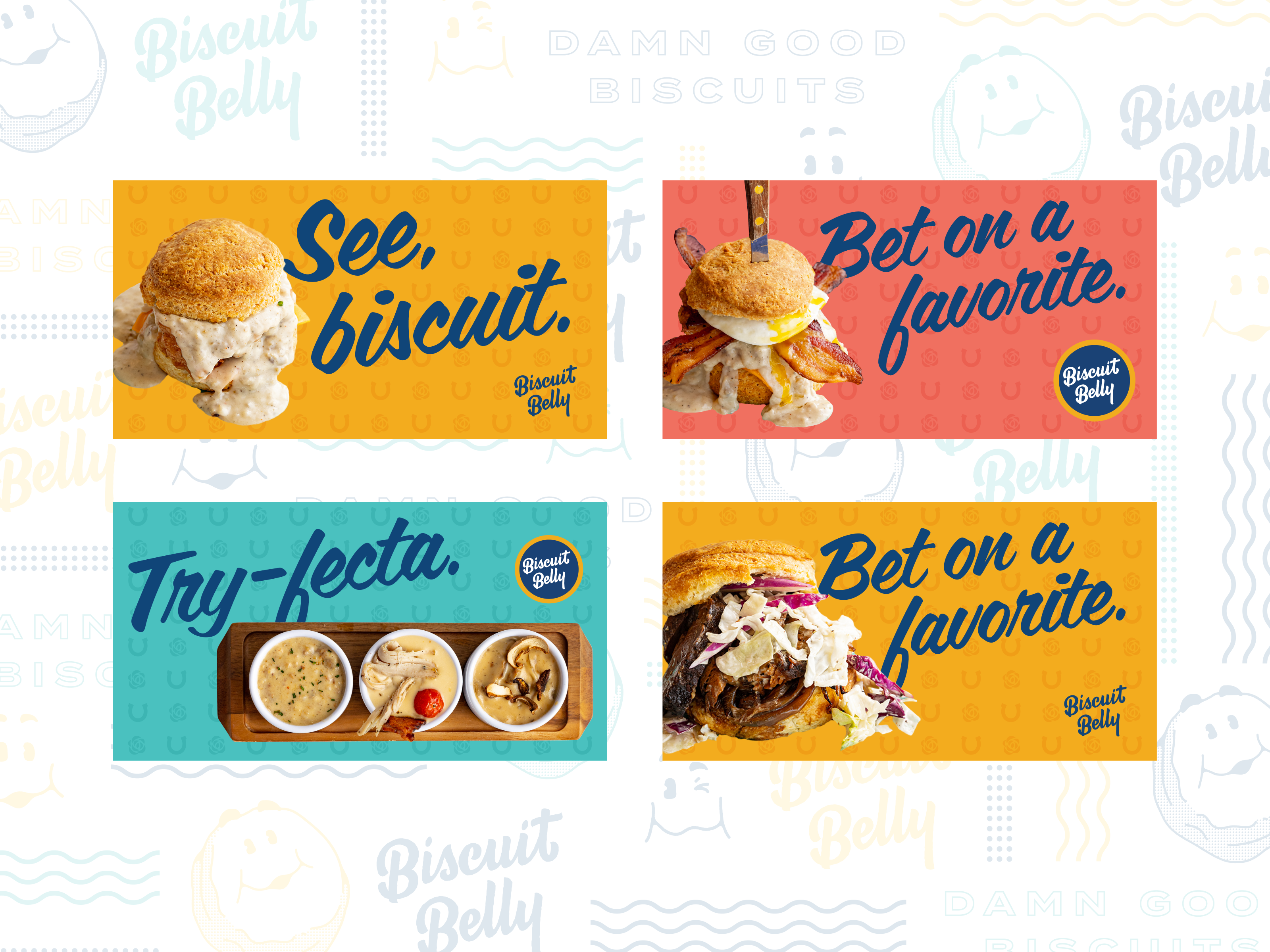 Showing a series of Biscuit Belly ads for Kentucky Derby.