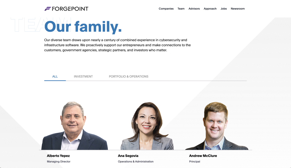 Screengrab of website with text 'Our Family'.