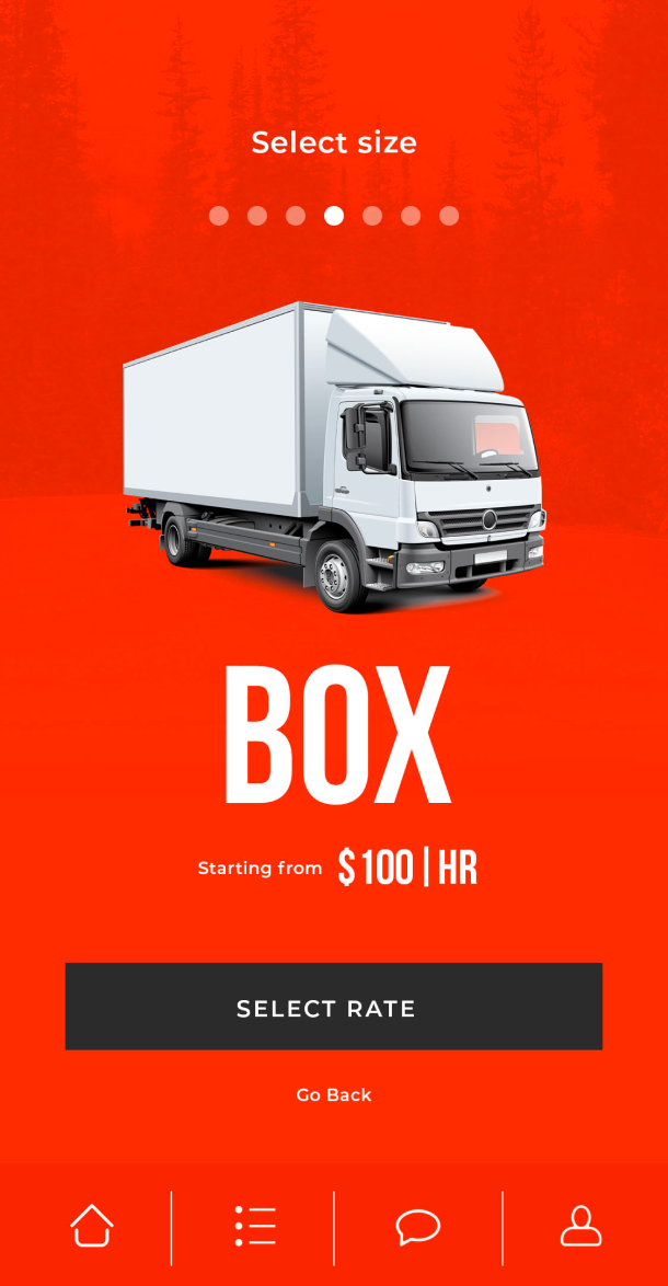 Screengrab of guestbed website with truck with pricing