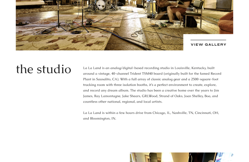 Screenshot of the La La Land website project.