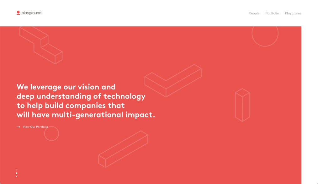 Screengrab of the Playground homepage featuring a statement of purpose