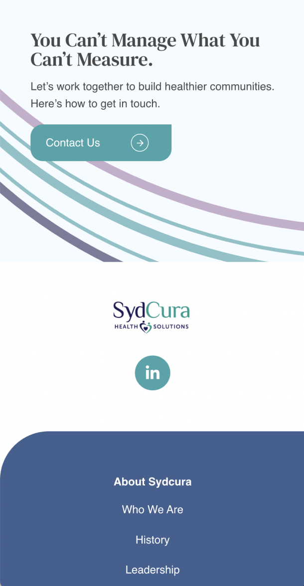 Mobile View of the Sydcura website showing a contact us section