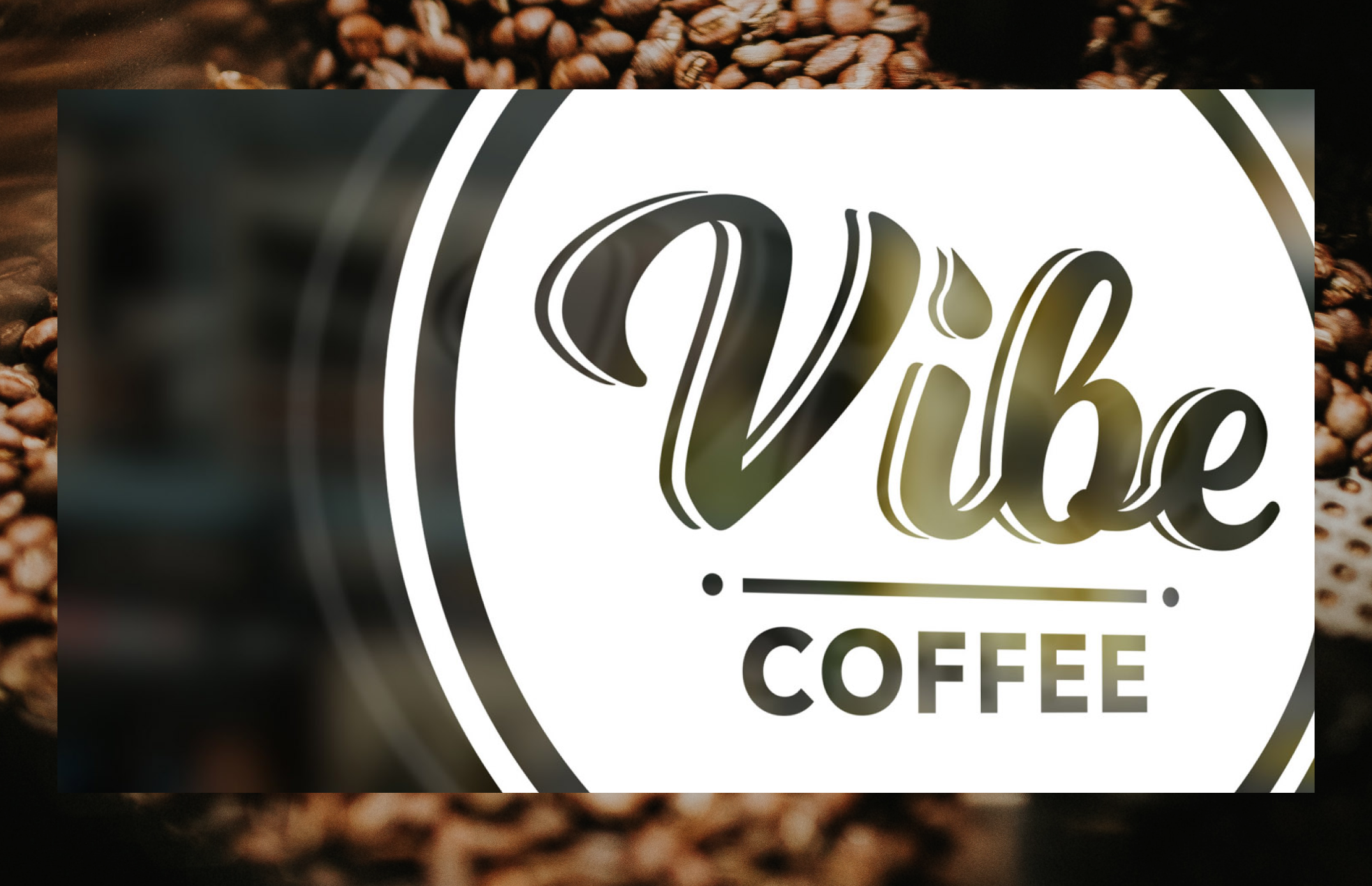 Coffee beans and the vibe coffee logo