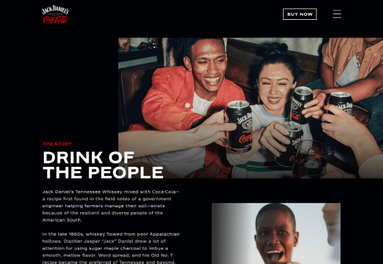 Drink of the People brand story section featuring diverse group enjoying the product