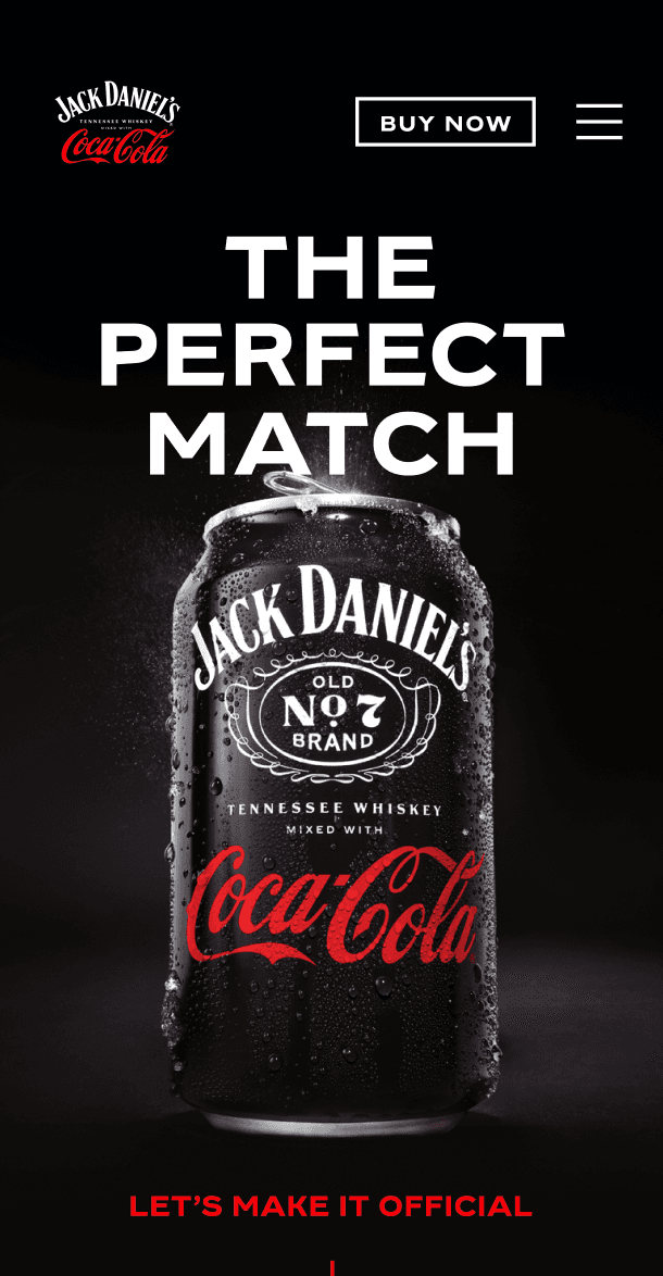 Mobile hero view featuring The Perfect Match headline with product can
