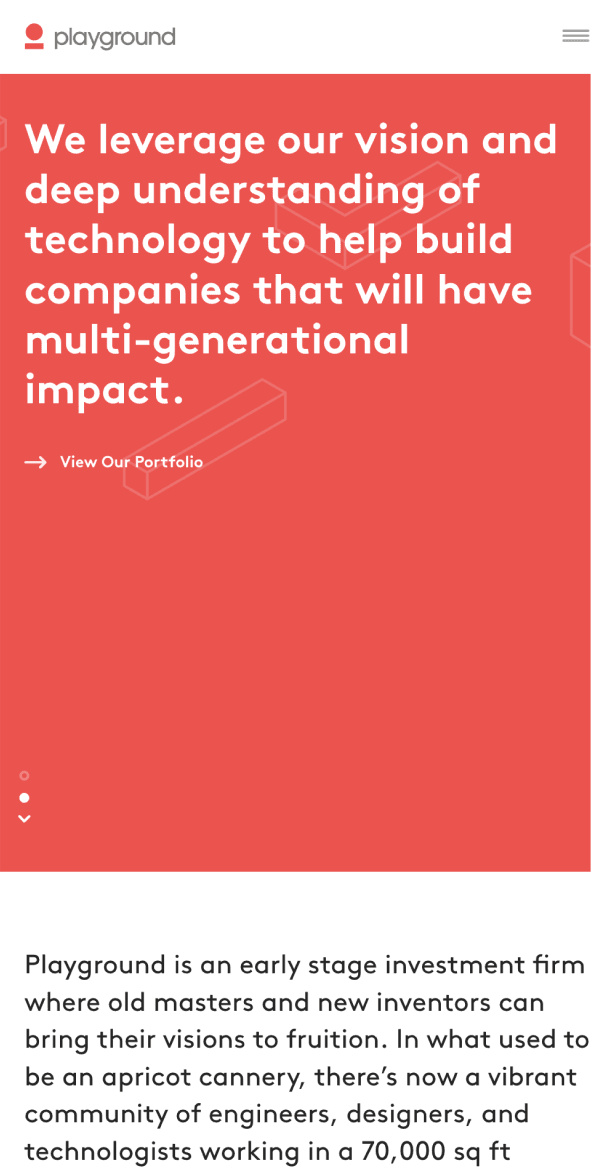 Mobile view of vision statement with isometric graphics and company description