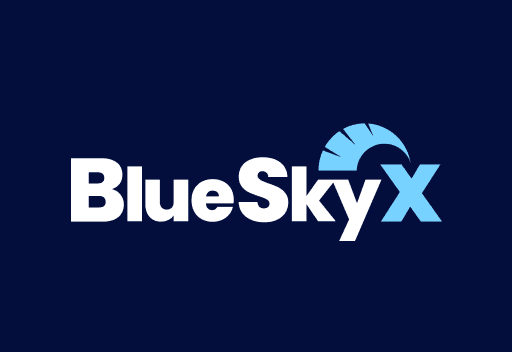 BlueSkyX logo on dark navy background