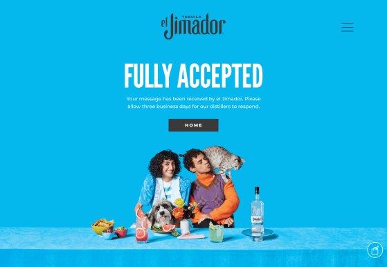 Contact form submission confirmation page with ‘Fully Accepted’ message