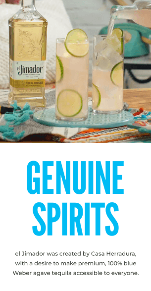Mobile ‘Genuine Spirits’ section with lifestyle cocktail photography