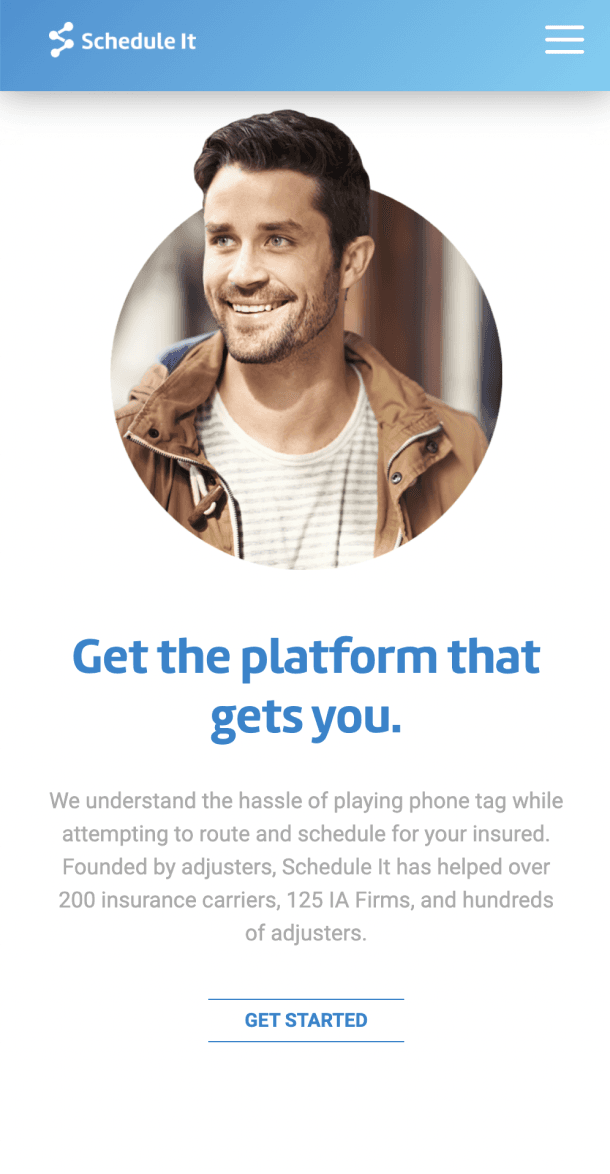 Mobile responsive view of the about section featuring professional portrait and platform description