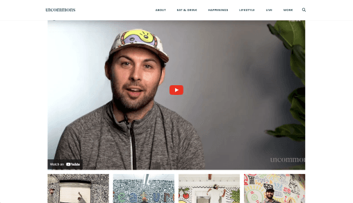 Embedded YouTube video player featuring community content with gallery thumbnails below