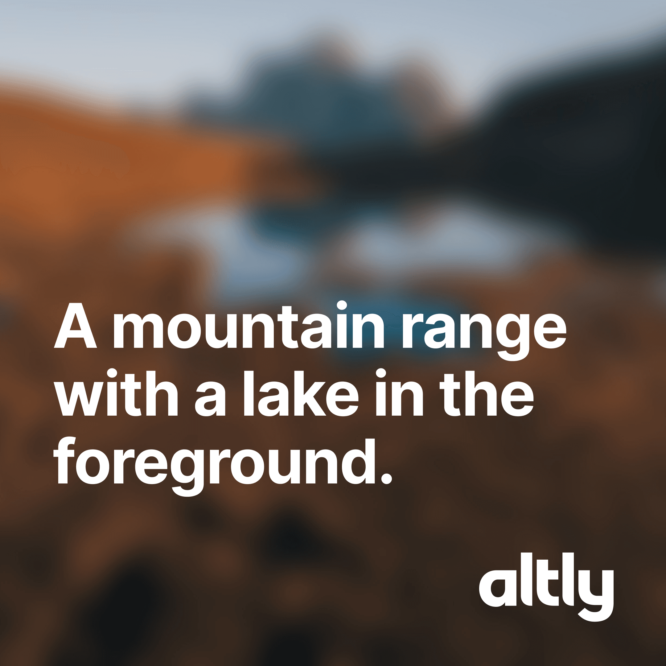 Social ad demonstrating alt text on blurred mountain landscape