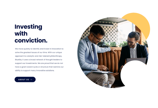 About section highlighting the investment philosophy and team collaboration