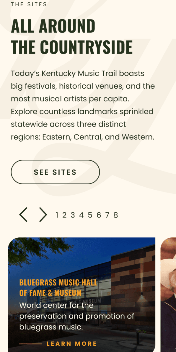 Mobile view of All Around the Countryside venues section
