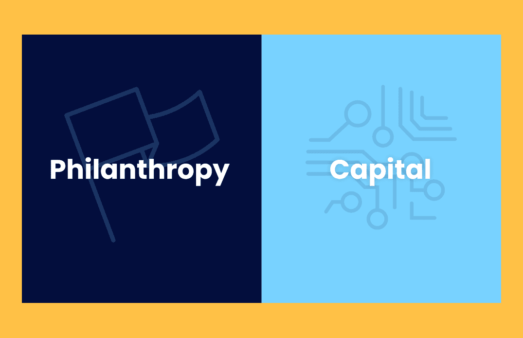 Dual approach visualization showing Philanthropy and Capital investment tracks