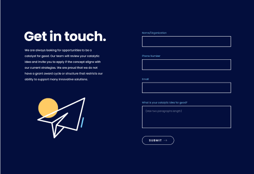 Contact form section with Get in touch headline