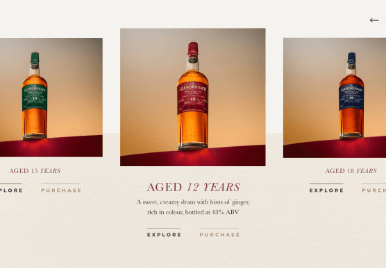 Product carousel showcasing the Aged 12 Years expression