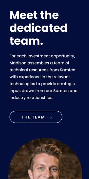 Mobile team section featuring leadership