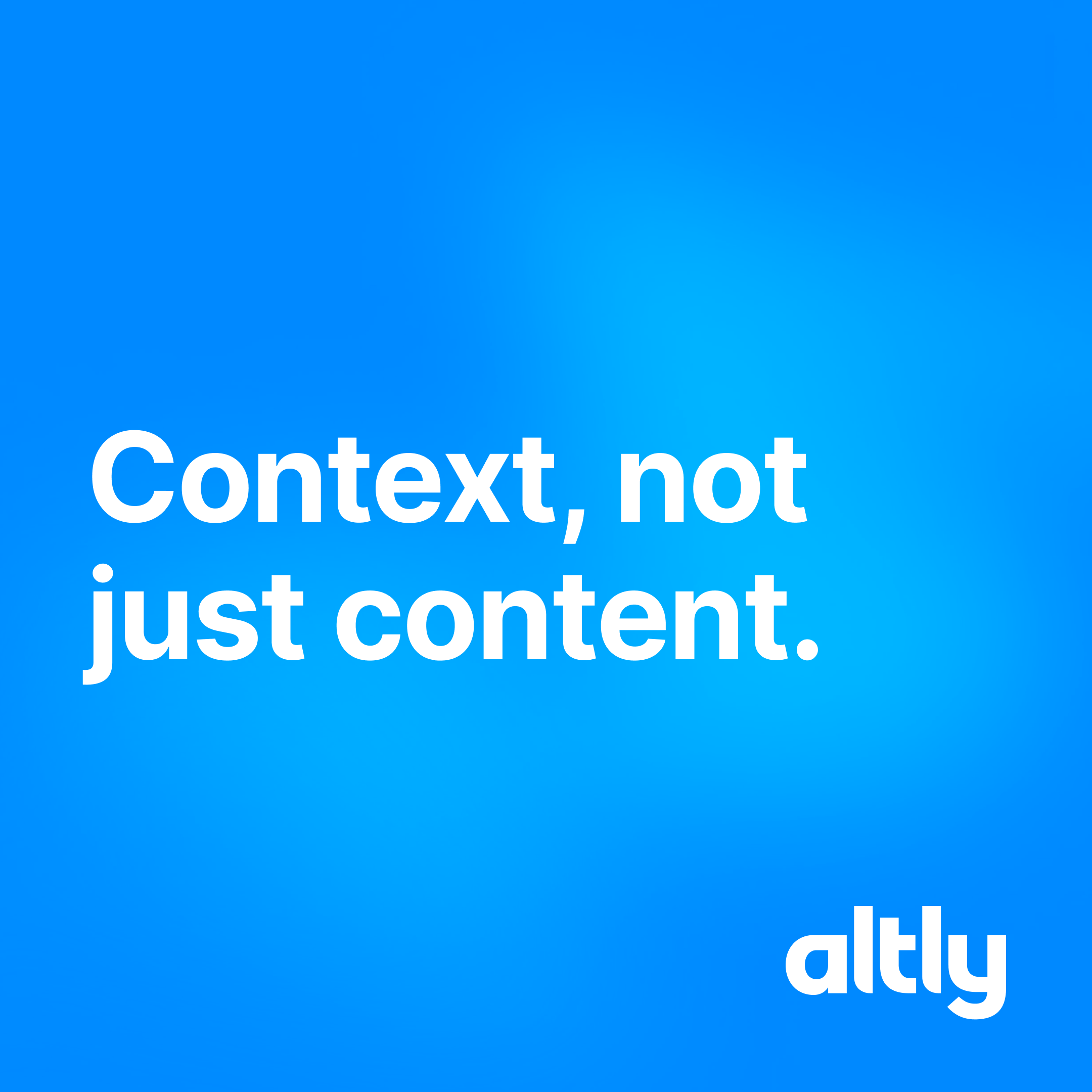 Social media graphic with tagline: Context, not just content
