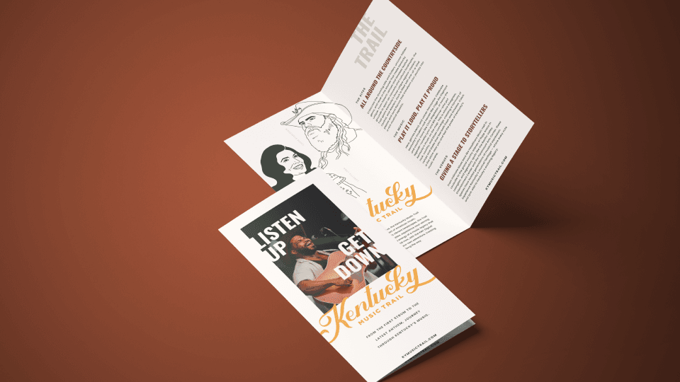 Tri-fold brochure mockup showing alternate interior panel arrangement