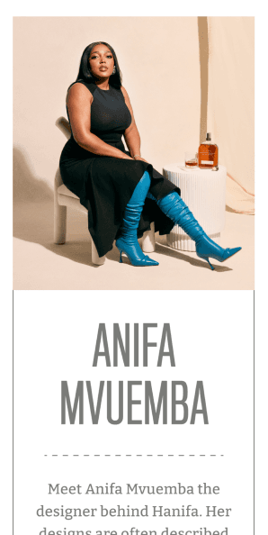 Mobile view of designer Anifa Mvuemba profile with portrait and biography