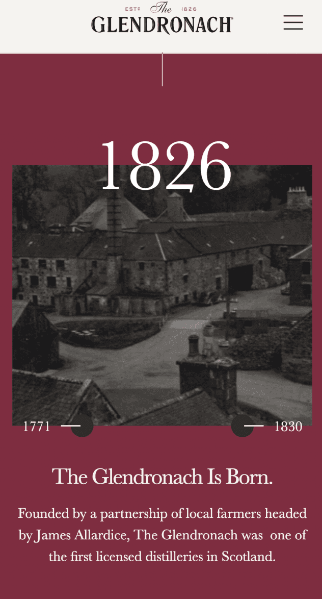 Mobile view of the 1826 distillery founding history