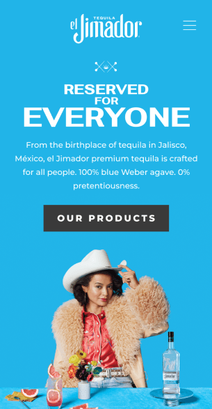 Mobile homepage with ‘Reserved for Everyone’ hero and product CTA