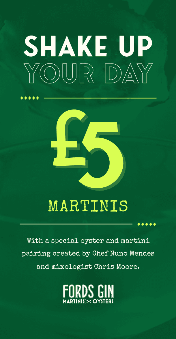 Social media story promoting £5 martinis with Shake Up Your Day messaging