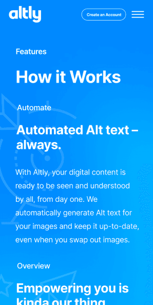 Mobile features page with How it Works section