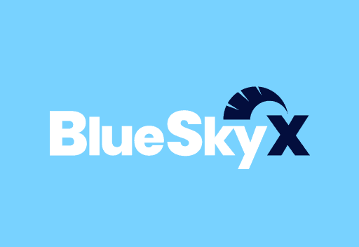 BlueSkyX logo on light blue background