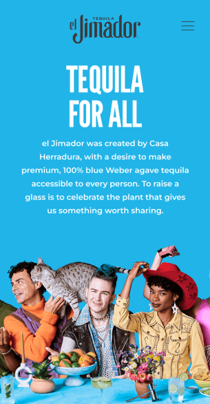 Mobile ‘Tequila for All’ brand story with diverse group photography