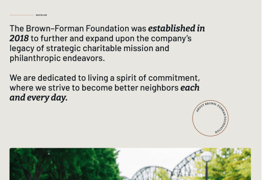 Who We Are section describing the Foundation established in 2018