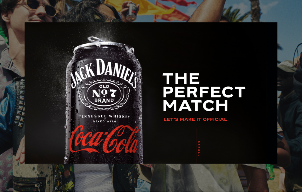 Screenshot of the landing page for Jack Daniel's and Coca-Cola