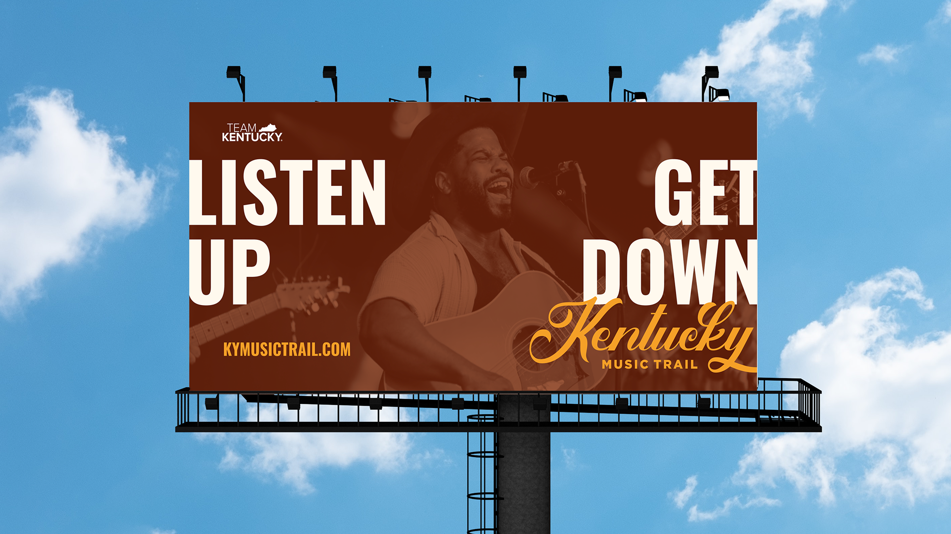 A billboard for The Kentucky Music Trail with type reading