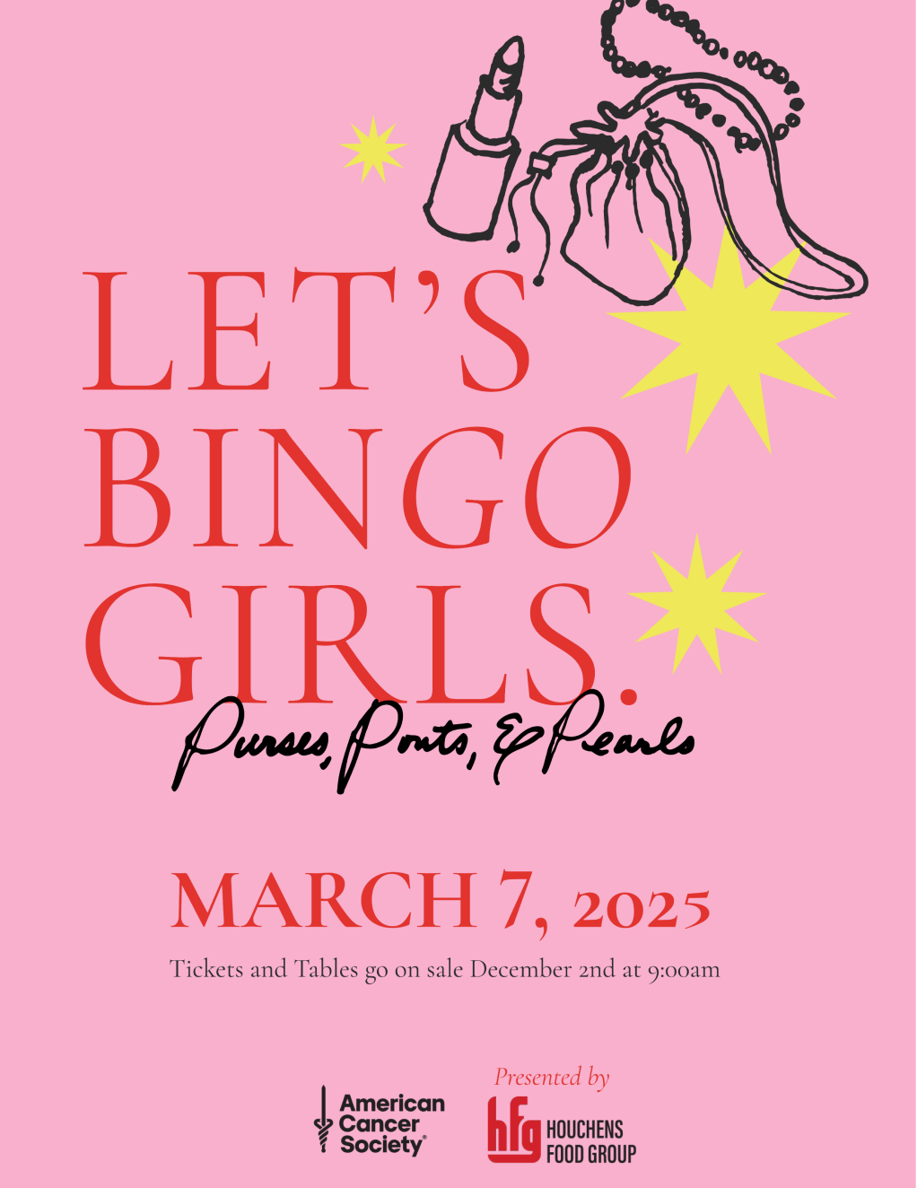 American Cancer Society post card that say "Let's Bingo Girls"