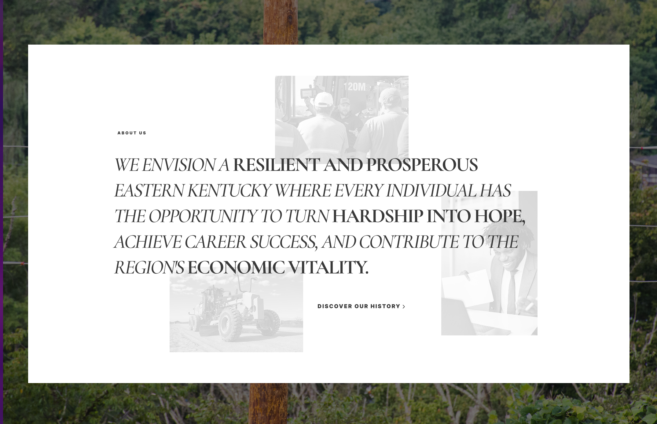 Desktop design for EKCEP, showing a layout with an image gallery and large quote